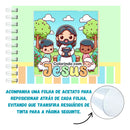 Livro De Colorir Jesus Capa Dura 50 Páginas 180g A5 Laminação Holográfica