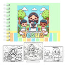 Livro De Colorir Jesus Capa Dura 50 Páginas 180g A5 Laminação Holográfica