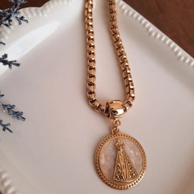 Colar Nossa Senhora Aparecida – Semi Jóia Folheado a Ouro 18K